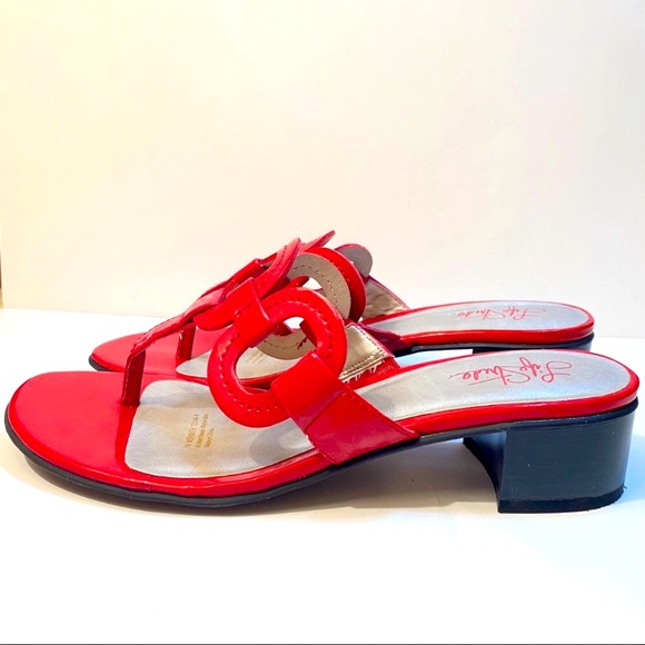Life Stride Shoes | Life Stride Red Chunky Heel Sandals | Poshmark
